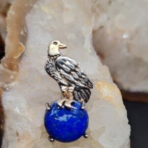 Vintage STS Karis Signed Bald Eagle Lapis Lazuli Brooch Pin/Pendant